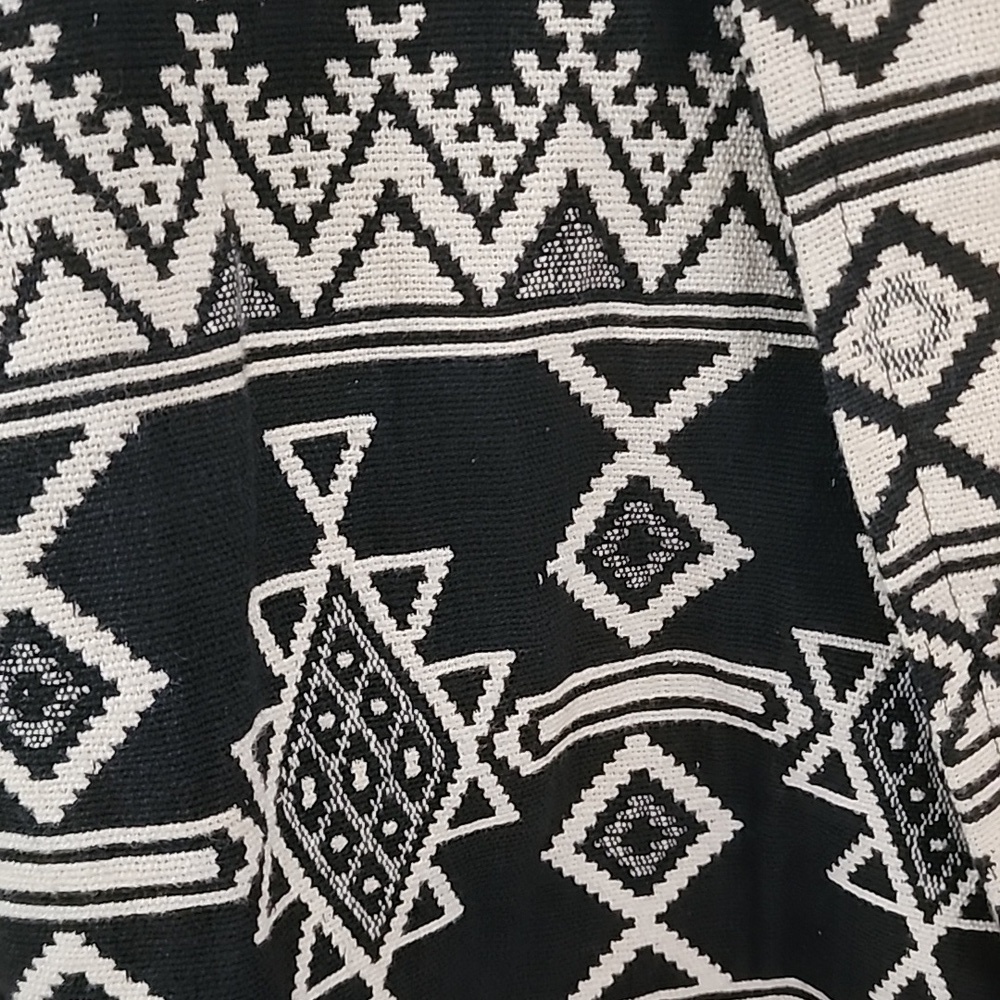 Flashback Vintage Cotton Black White Geometric Aztec Print Blazer Jacket - Picture 5 of 14